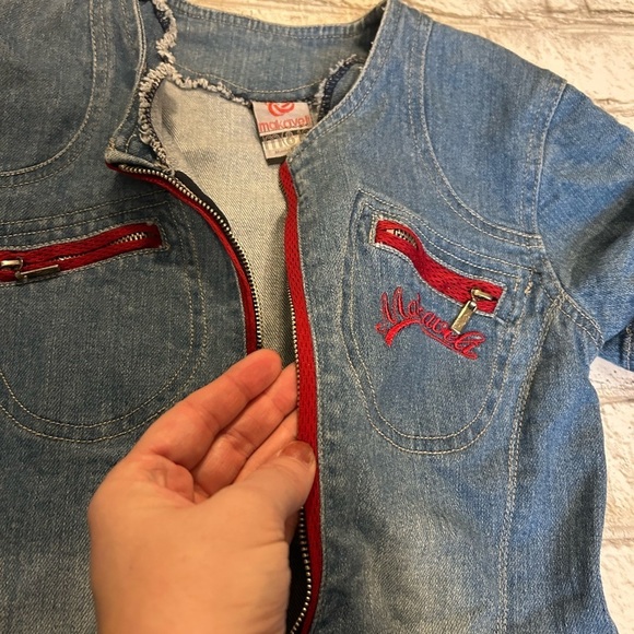 Denim and Red Kids Casual Dress - Picture 3 of 7